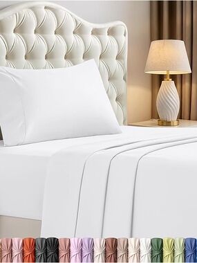Utopia NWT White Microfiber Sheet Set 4 piece queen size